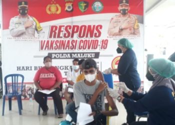 Semangat Hari Kemerdekaan RI ke-76, Polda Maluku Tetap Layani Vaksinasi Covid-19